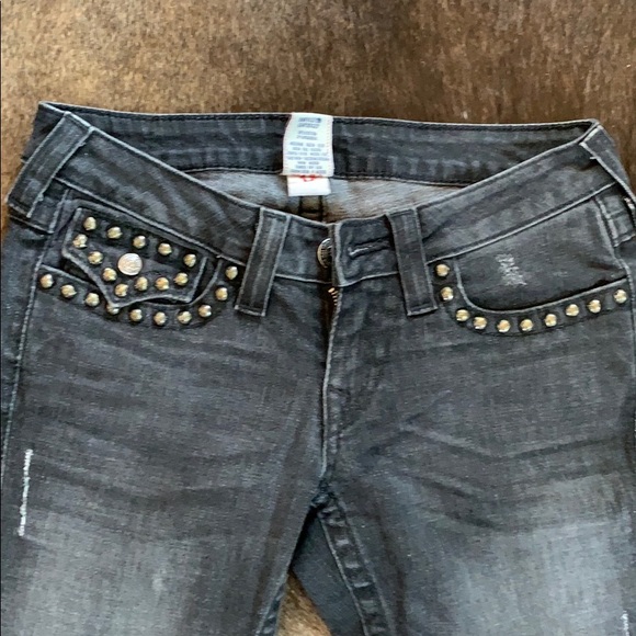 True Religion Gray Studded Jeans! - Picture 6 of 7